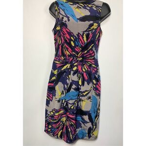 Trina Turk Women's Abstract Floral Silk Lined Sleeveless Dress Multicolor Small
